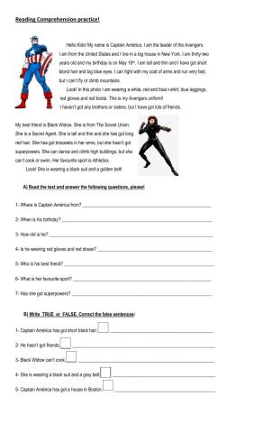 Reading Comprehension practice!