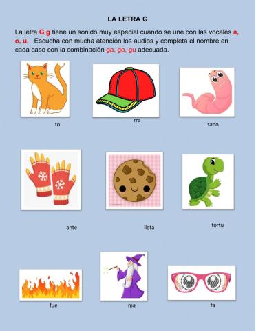 Actividad de la letra G