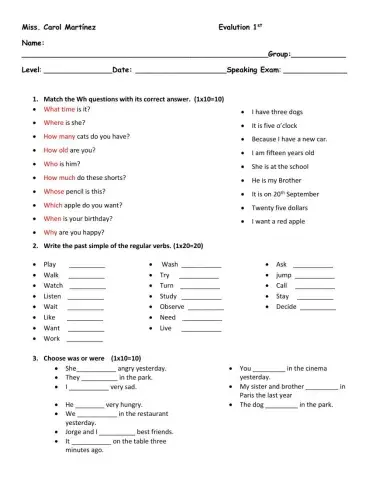 Evaluation past simple vs past continuous