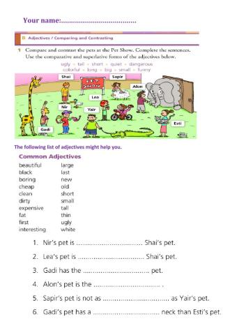 Adjectives - Comparing and Contrasting