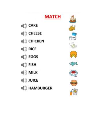 Listen and match - food