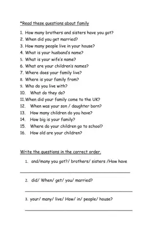 Questions about a family