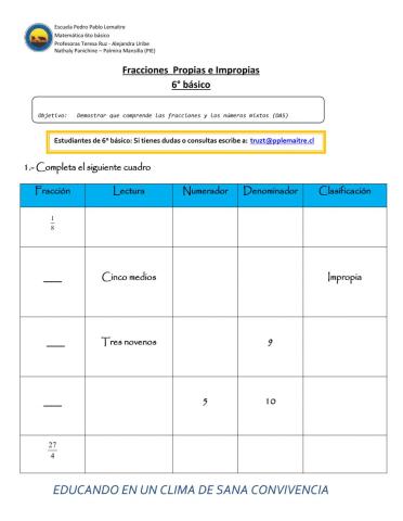 Fracciones y números mixtos