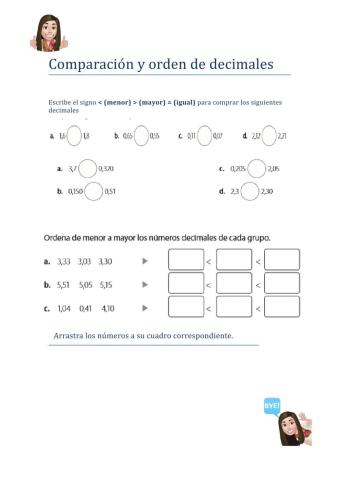 Guía Comparar y ordenar número decimales