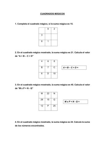 Cuadrados mágicos