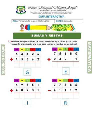 Sumas y Restas de 4 y 5 cifras