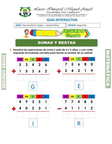 Sumas y Restas de 4 y 5 cifras