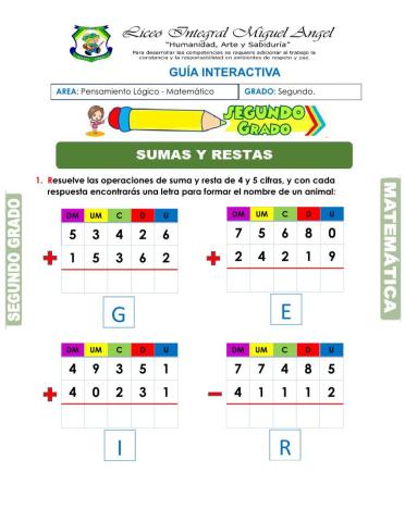 Sumas y Restas de 4 y 5 cifras