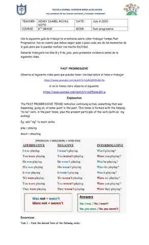 Past continuos worksheet