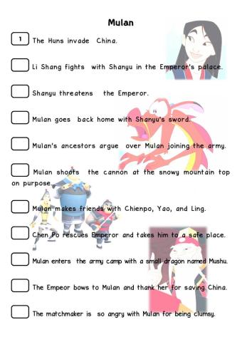 Mulan -put the sentences in order