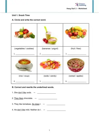 Unit 1. Snack Time