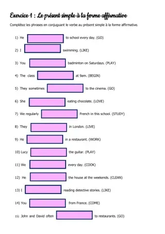 Present simple (forme affirmative)