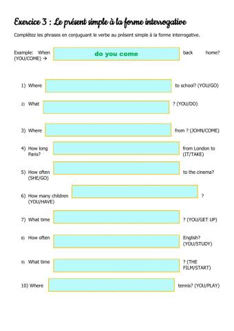 Present simple (forme interrogative)