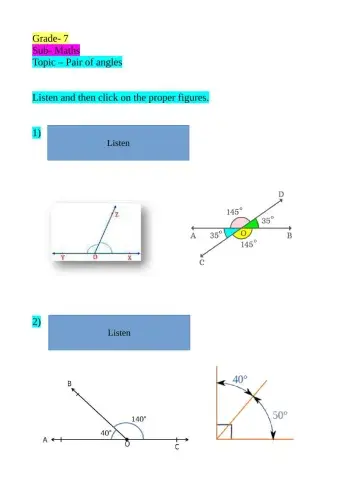grade 7 - pair of angles listening activity