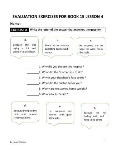 EVALUATION EXERCISES BOOK 15 LESSON 4