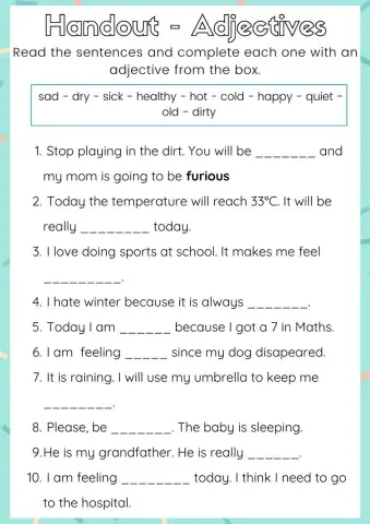 Complete the sentences - Adjectives