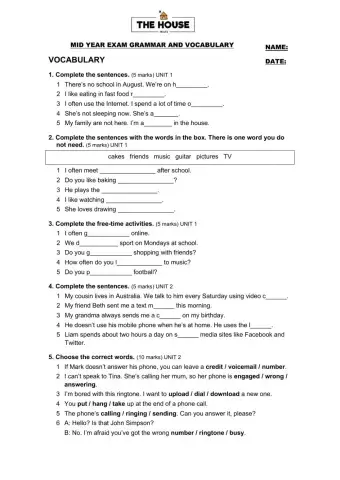 Mid year exam house 2 c