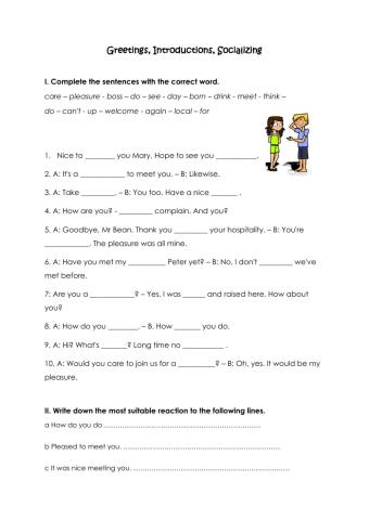 Greetings, Introductions, Socializing