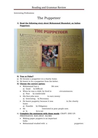 Reading: Interesting Professions