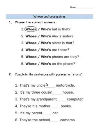 Whose and Possessive