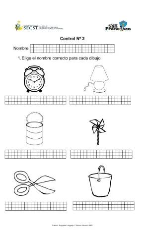 Control de Lectoescritura n°2 Primero básico
