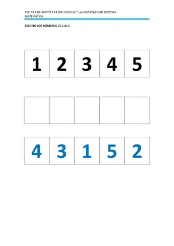 Escribo numeros del 1 al 5
