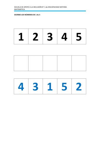 Escribo numeros del 1 al 5