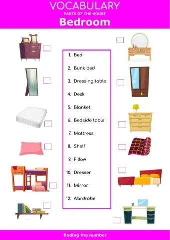 Parts of the house - bedroom - finding the number
