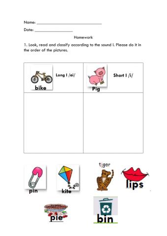 Vowel Sound I (short and long)