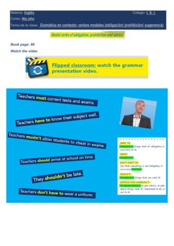 Modal verbs of obligation, prohibition and advice