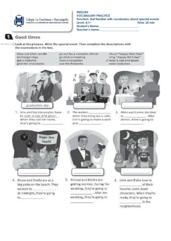 Special events vocabulary