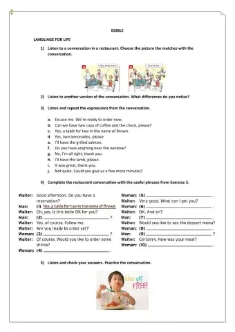 Language for life: In the restaurant