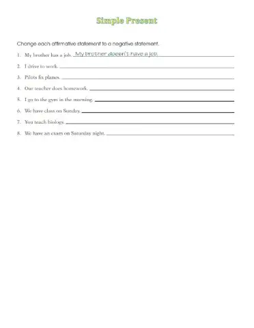 Present Simple Negative