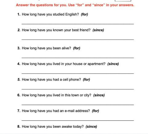 How long have you.....?