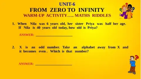 Unit -7  from   zero  to  infinity - warm  up  activity