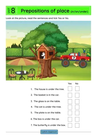 Prepositions of place (in, on, under)