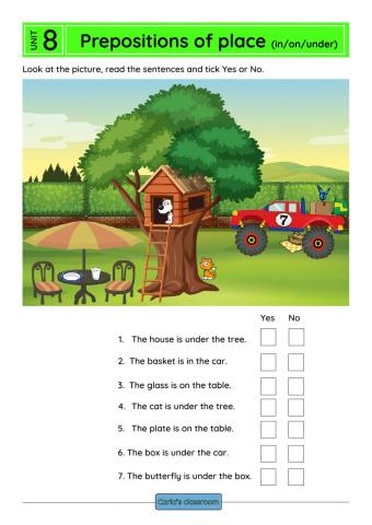 Prepositions of place (in, on, under)