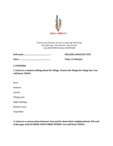 Lớp 6 - Unit 4 MY NEIGHBOURHOOD-LISTENING