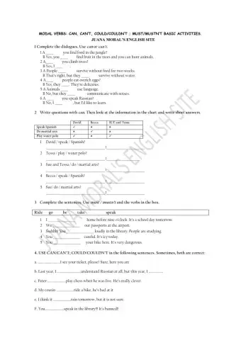 Can, could, must, mustn't basic