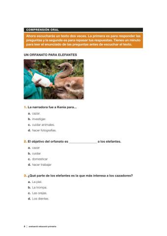 Comprensión lectora. Un orfanato para elefantes (CCBB. 2017-18)