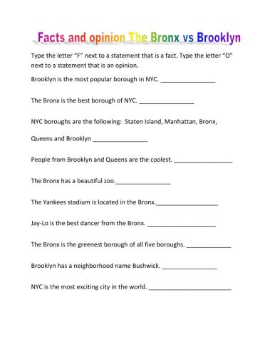 Facts and opinion about the bronx and brooklyn
