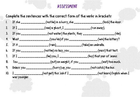 Assessment Conditionals 0, 1,2 and 3