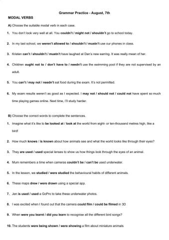 FCE - August, 7th - Grammar Practice