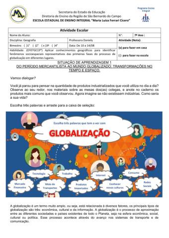 Situação de aprendizagem 1 do período mercantilista ao mundo globalizado: transformações no tempo e espaço.