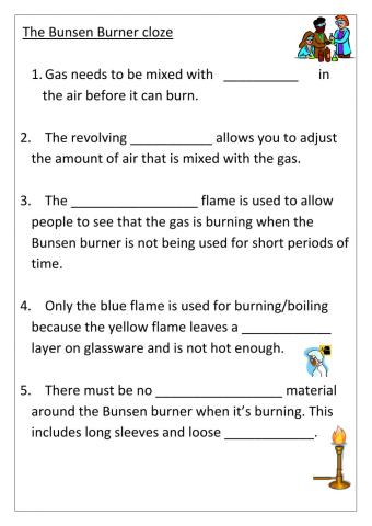 Bunsen burner cloze
