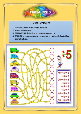 Tabla de división del 5