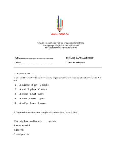 Lớp 6 - Unit 5 NATURAL WONDERS OF THE WORLD-LANGUAGE FOCUS