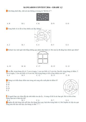 Đề Toán Kangaroo