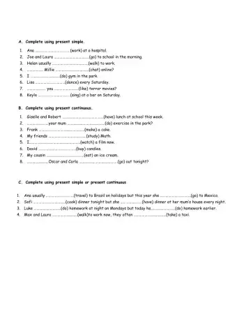 Present simple- continuous , past simple continuous