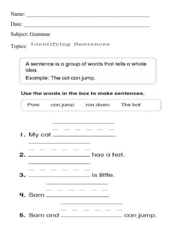 Identifying Sentences 5